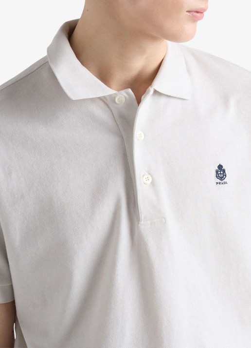 Prada Regular fit polo met logoborduring - detail 2 wit