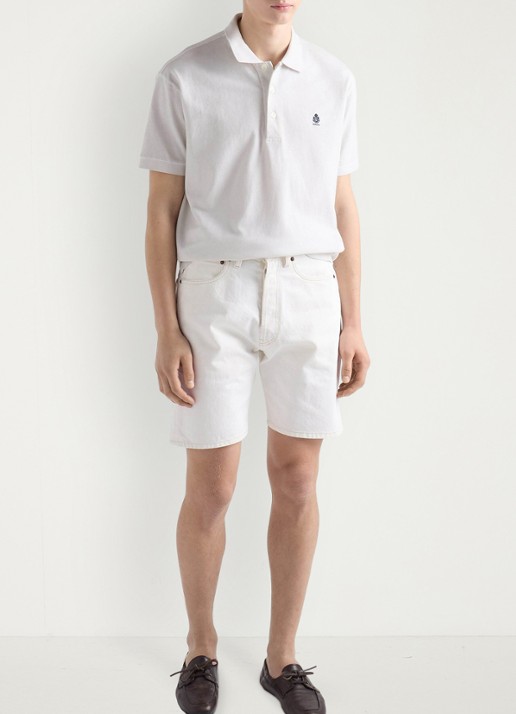 Prada Regular fit polo met logoborduring - voorkant 6 wit