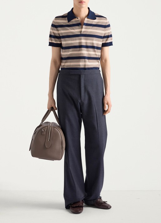 Prada Regular fit polo met streepprint - voorkant 2 donkerblauw
