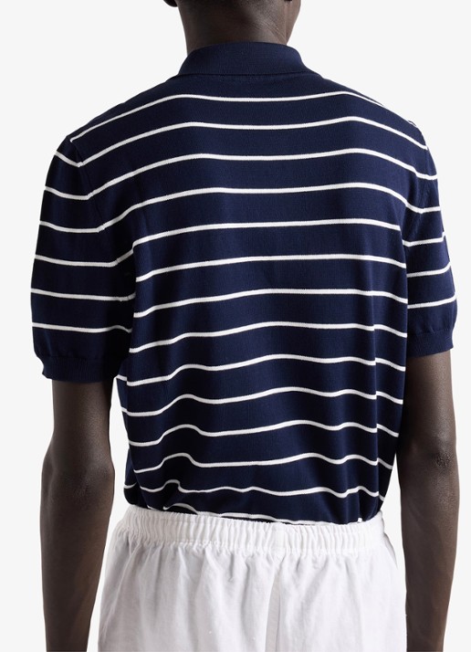 Prada Regular fit polo met streepprint - achterkant 5 blauw