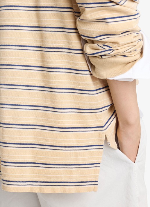 Prada Regular fit polo van piqué katoen met streepprint - detail 3 beige