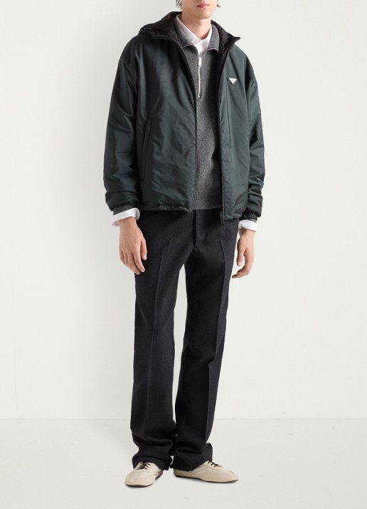 Prada Reversible Re-Nylon jack met ritszakken - voorkant 5 donkergroen