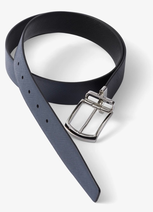 Prada Reversible riem van leer - voorkant 2 donkerblauw