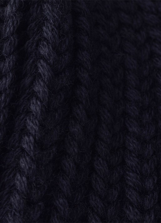 Prada Ribgebreide muts van scheerwol met logo - detail 2 donkerblauw
