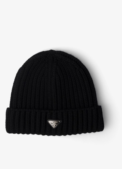 Prada Ribgebreide muts van scheerwol