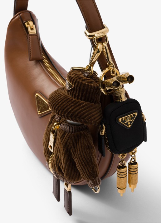 Prada Robot Re-Nylon tasbedel met logo - voorkant 2 zwart