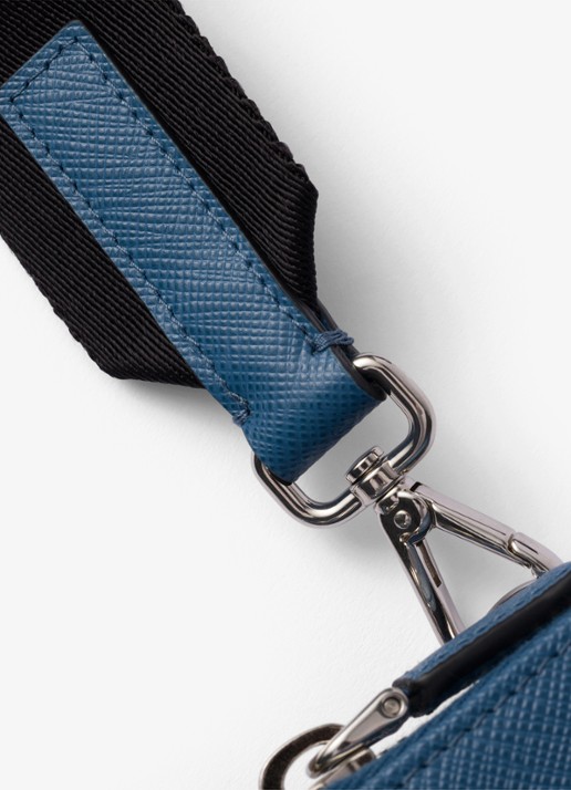 Prada Saffiano crossbody telefoonhoes van leer - detail 4 staalblauw