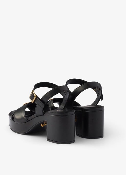 Prada Sandalette van lamsleer - achterkant zwart