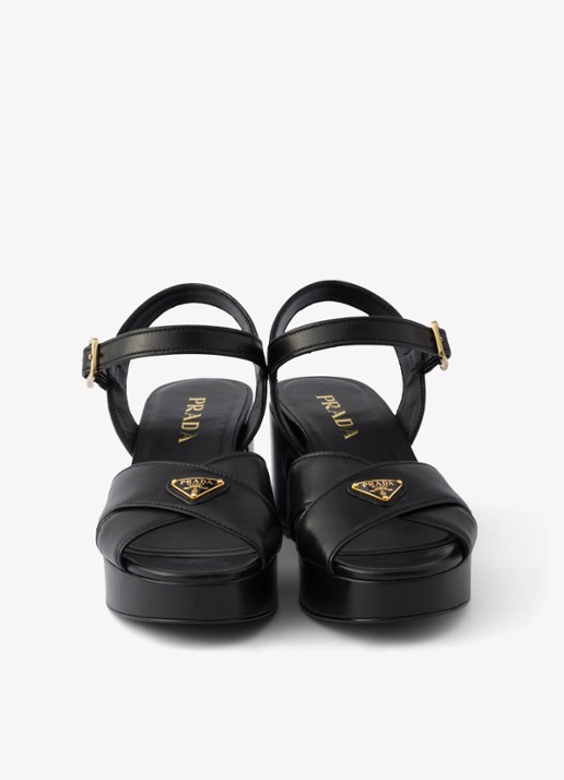 Prada Sandalette van lamsleer - detail 3 zwart