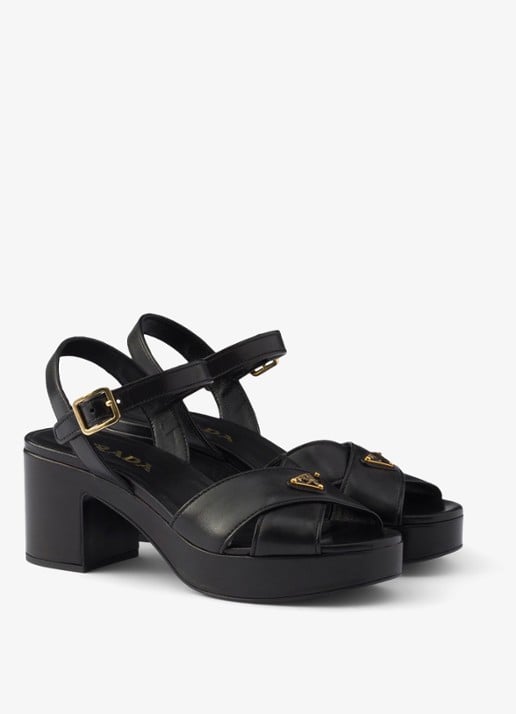 Prada Sandalette van lamsleer - voorkant 6 zwart