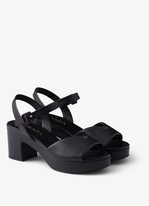 Prada Sandalette van leer - voorkant 5 zwart