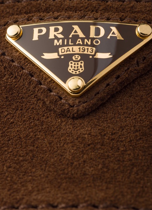 Prada Sandalette van suède - detail 5 bruin