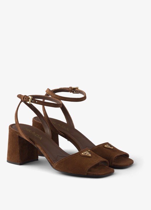 Prada Sandalette van suède - voorkant 2 bruin