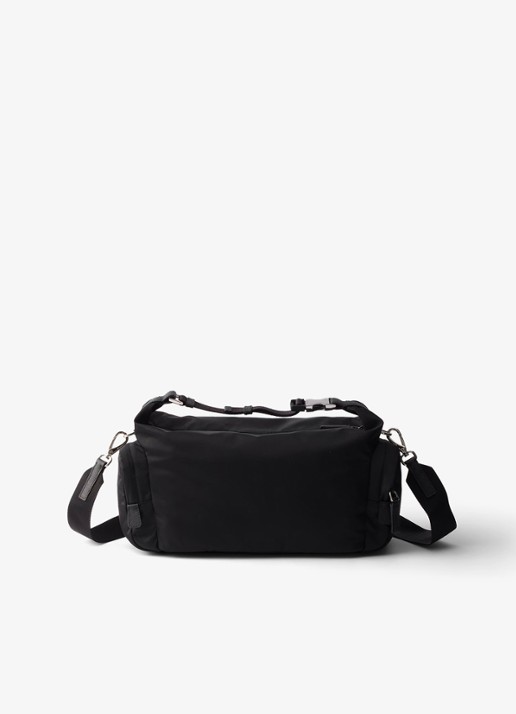 Prada Schoudertas met details van leer - achterkant zwart