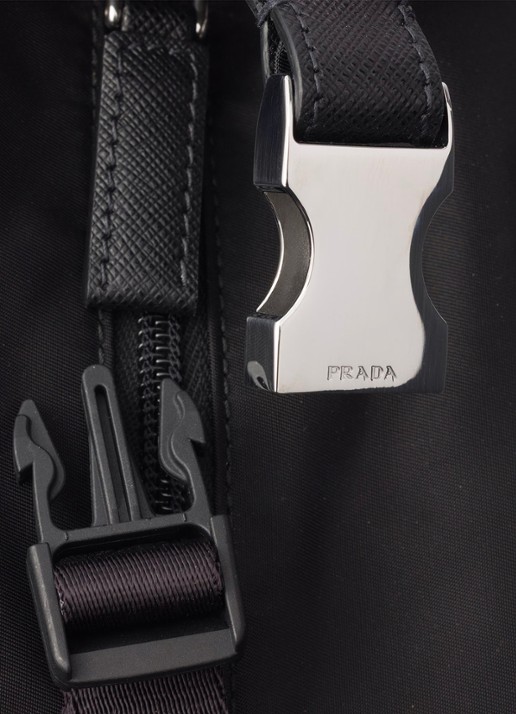 Prada Schoudertas met details van leer - detail 5 zwart