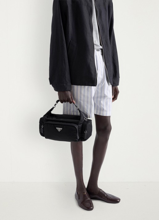 Prada Schoudertas met details van leer - detail 7 zwart