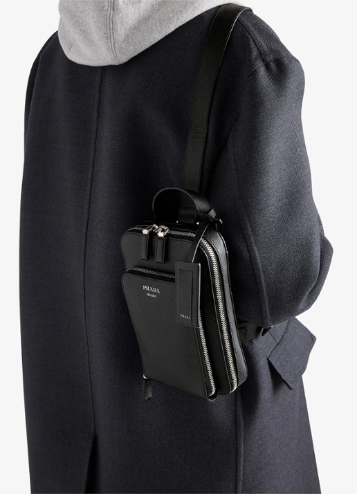 Prada Schoudertas van kalfsleer - voorkant 7 zwart
