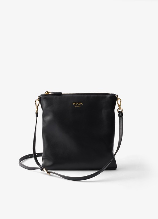 Prada Schoudertas van lamsleer - voorkant 5 zwart