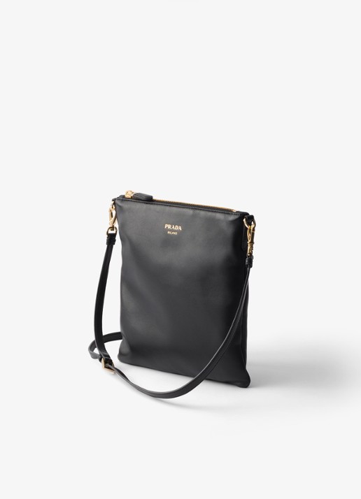 Prada Schoudertas van lamsleer - voorkant 6 zwart