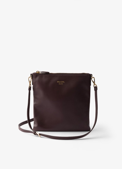 Prada Schoudertas van lamsleer - voorkant donkerbruin
