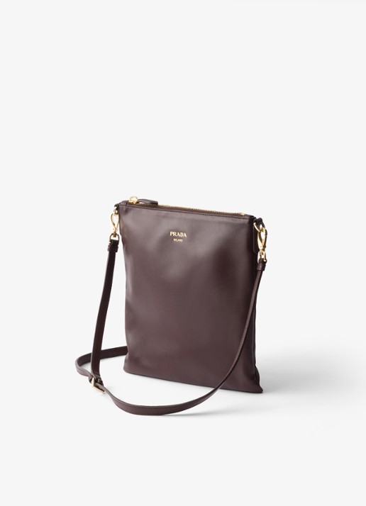 Prada Schoudertas van lamsleer - voorkant 2 donkerbruin