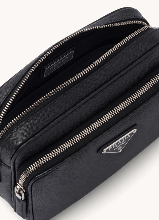 Prada Schoudertas van leer met afneembare schouderriem - detail 3 zwart