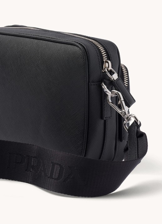 Prada Schoudertas van leer met afneembare schouderriem - detail 5 zwart