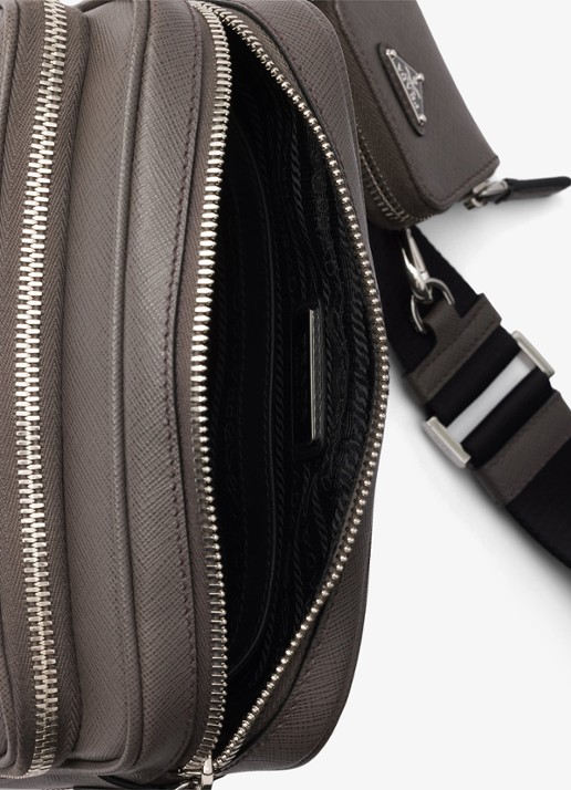 Prada Schoudertas van leer met afneembare schouderriem - detail 3 aluminium