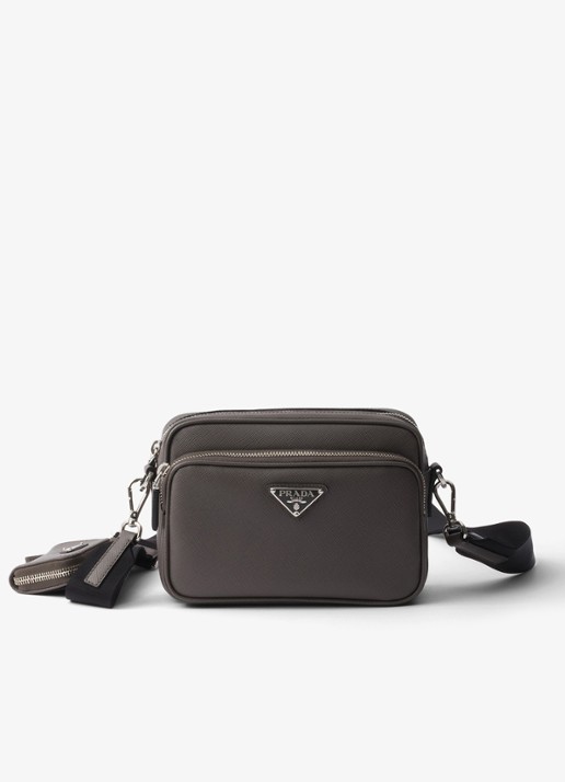 Prada Schoudertas van leer met afneembare schouderriem - voorkant 6 aluminium