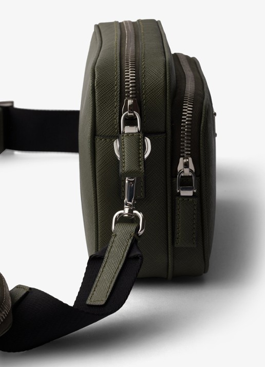 Prada Schoudertas van leer met afneembare schouderriem - detail 3 donkergroen