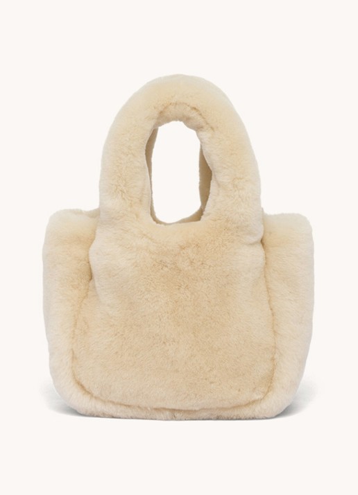 Prada Shearling mini handtas met schapenvacht - achterkant 5 creme