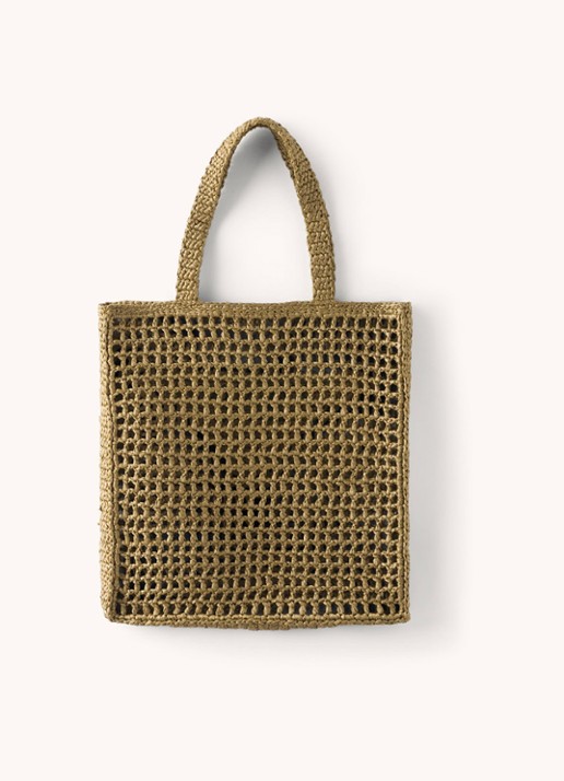 Prada Shopper van crochet met logo - detail 4 olijfgroen