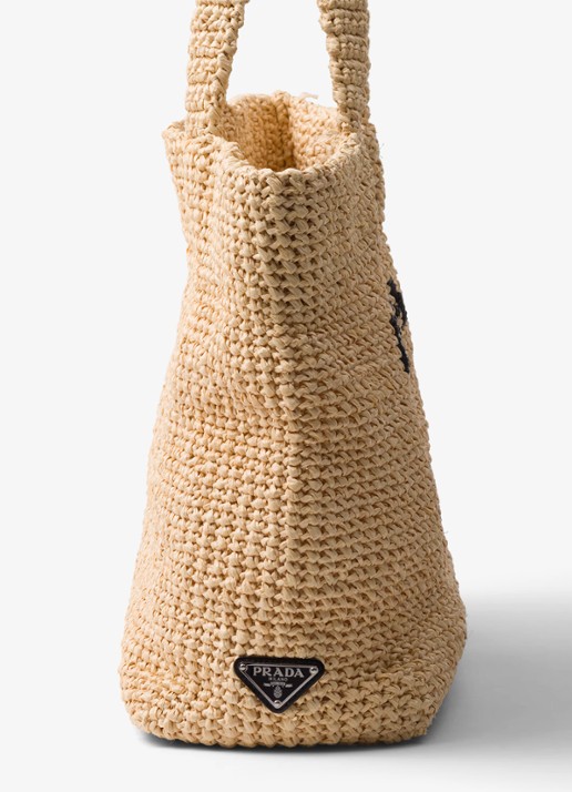 Prada Shopper van crochet met logo - detail 3 lichtbruin