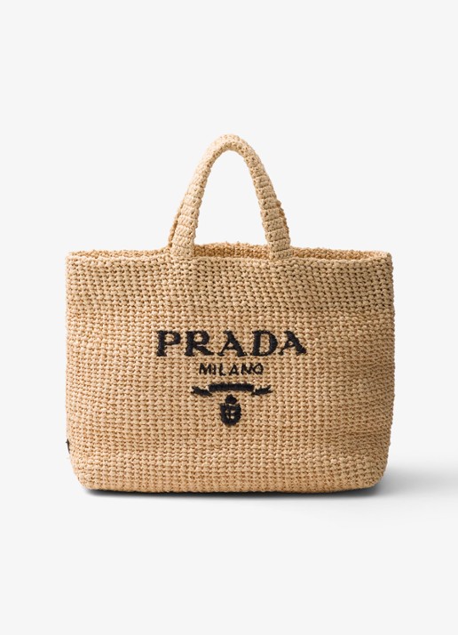 Prada Shopper van crochet met logo - voorkant 6 lichtbruin