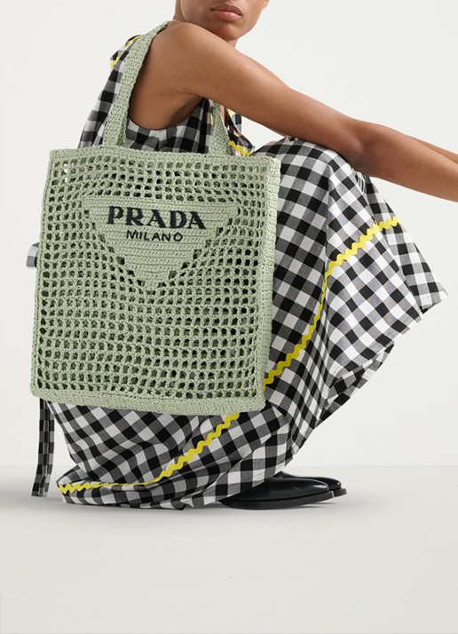 Prada Shopper van raffia - detail 5 mint