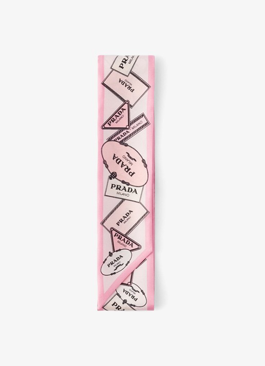 Prada Sjaal van zijde met logoprint 85 x 6 cm