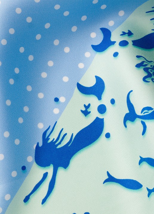 Prada Sjaal van zijde met print 55 x 55 cm - detail light blue