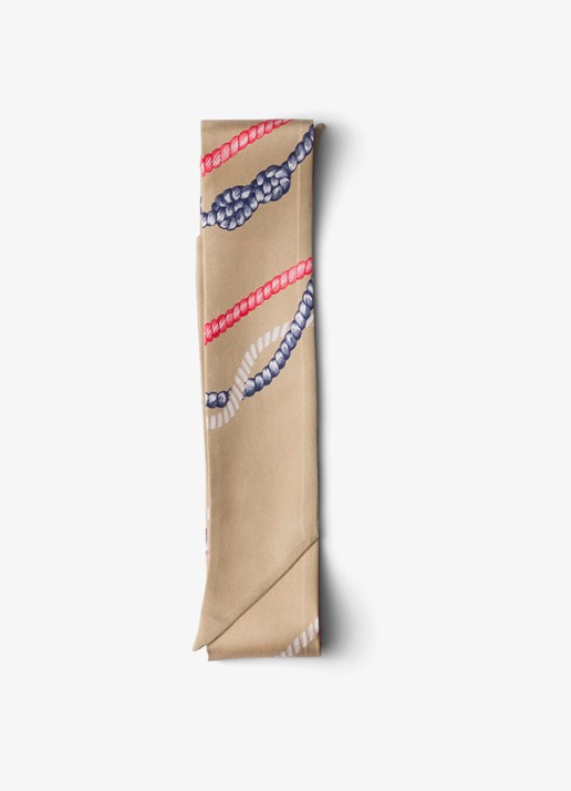 Prada Sjaal van zijde met print 85 x 6 cm - voorkant 2 beige