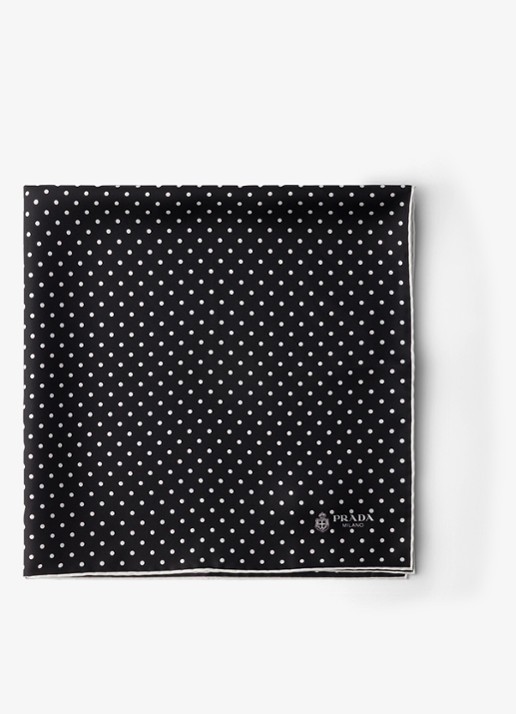 Prada Sjaal van zijde met stippenprint 65 cm