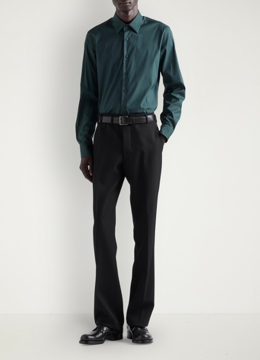 Prada Slim fit overhemd van katoen - voorkant 2 donkergroen