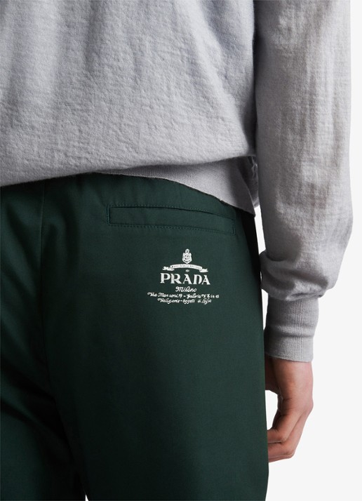 Prada Slim fit pantalon met plooidetail - detail 2 donkergroen