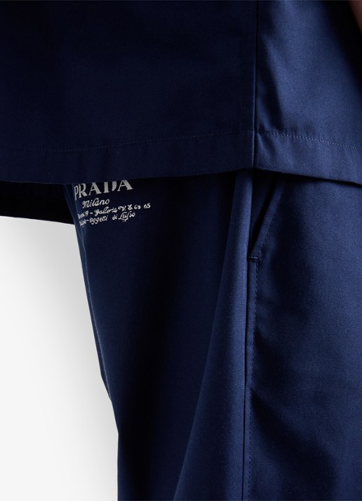 Prada Slim fit pantalon met plooidetail - detail 5 donkerblauw