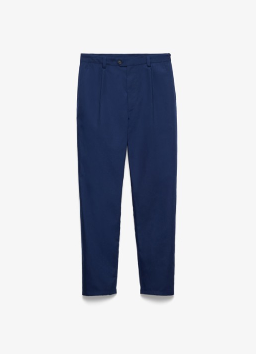 Prada Slim fit pantalon met plooidetail - voorkant donkerblauw