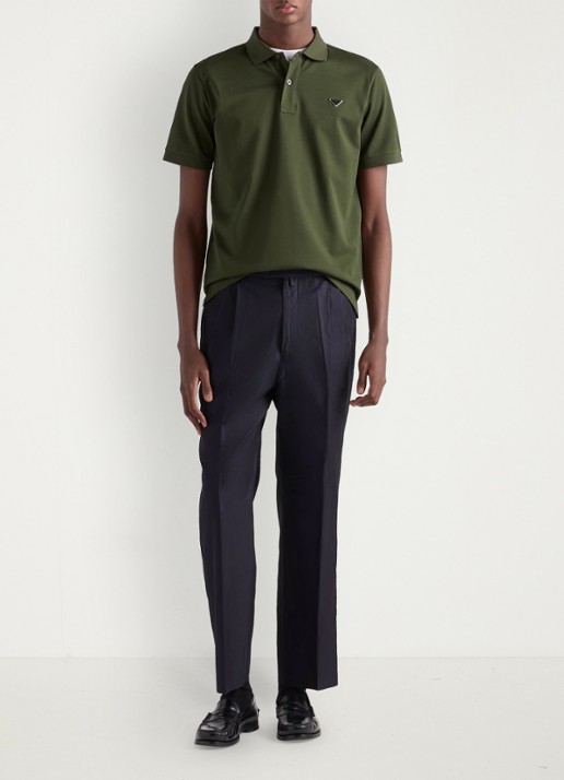 Prada Slim fit polo van piqué katoen met logo - voorkant 4 groen