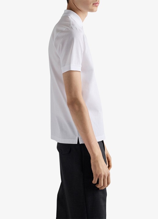 Prada Slim fit polo van piqué katoen met logo - detail 2 white