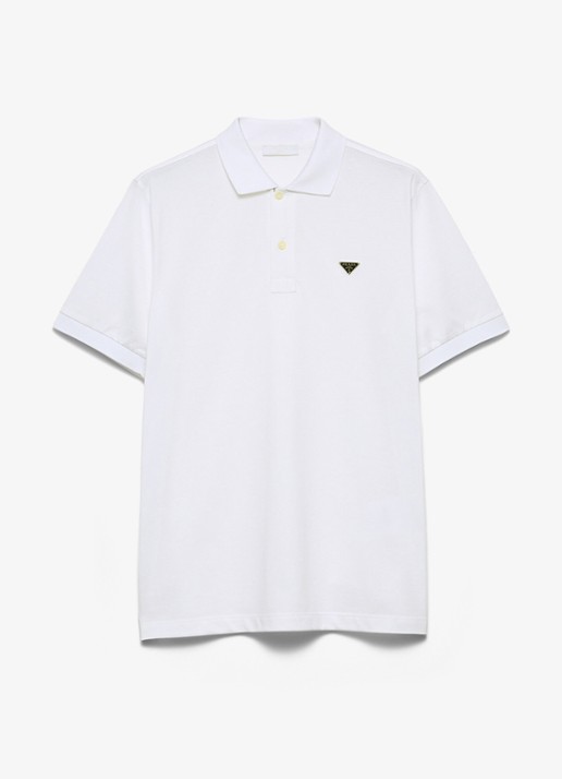 Prada Slim fit polo van piqué katoen met logo - voorkant 4 white