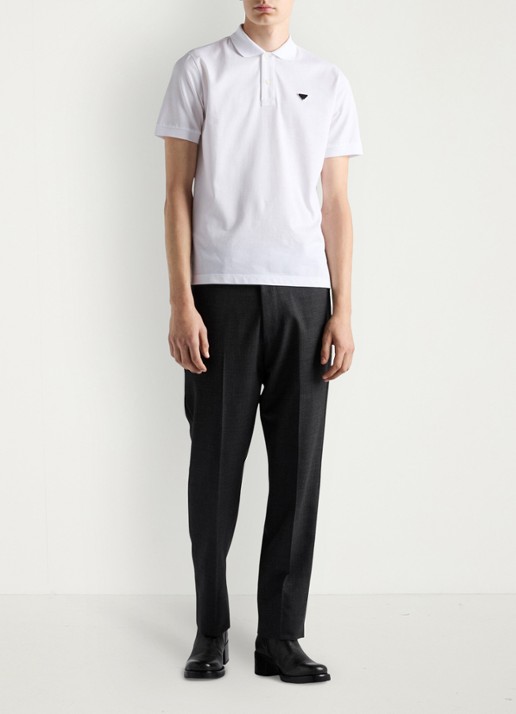 Prada Slim fit polo van piqué katoen met logo - voorkant 5 white