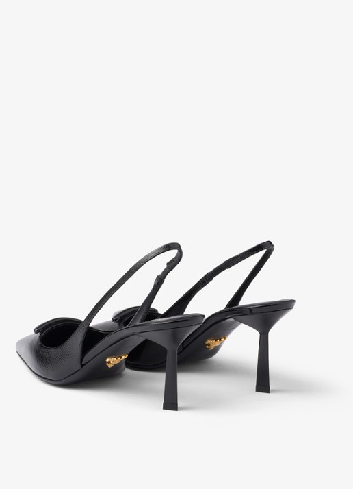Prada Slingback van lakleer met logo - achterkant 3 zwart