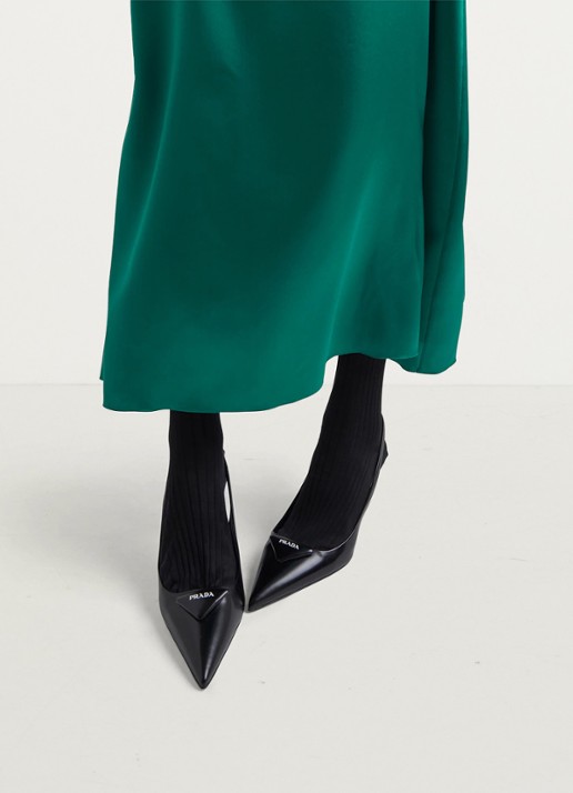 Prada Slingback van leer met logo - achterkant 3 zwart