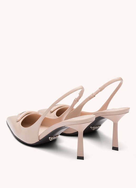 Prada Slingback van leer met logo - detail 3 lichtroze